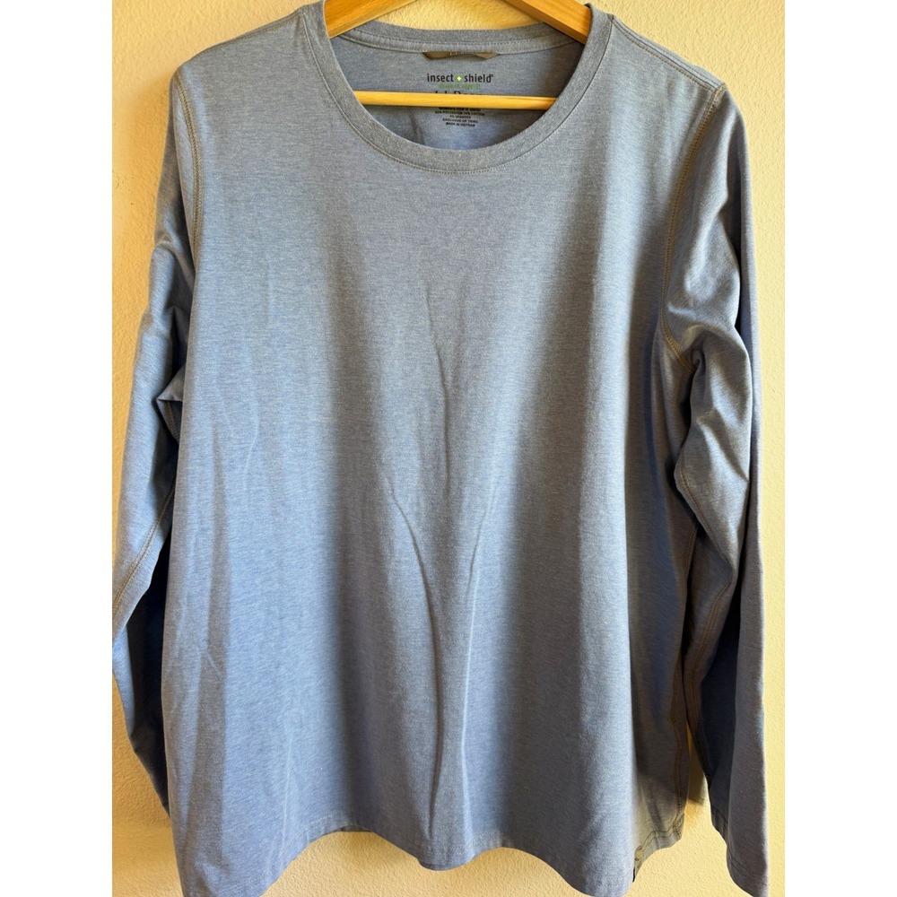 L.L.Bean Insect Shield Women's XL Blue Crewneck Long Sleeve Knit T-Shirt